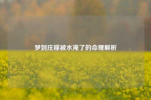 梦到庄稼被水淹了的命理解析