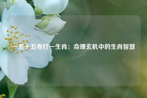 一言十五卷打一生肖：命理玄机中的生肖智慧