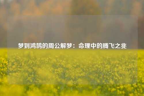梦到鸿鹄的周公解梦:命理中的腾飞之兆